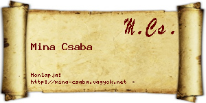 Mina Csaba névjegykártya